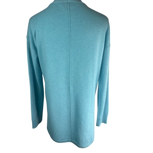 Talbots Small Light Aqua Blue Pure Cashmere V-Neck Long Sleeve Sweater - Picture 11 of 15